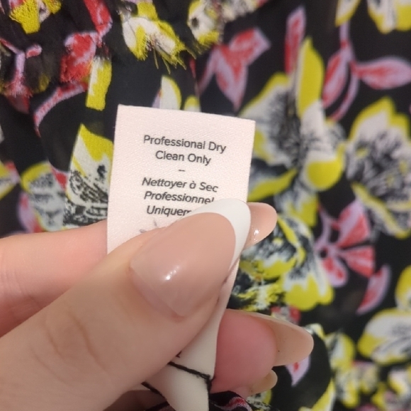 Cinq à Sept black multicolor floral v-neck Tish mini dress ruffle trim - Picture 6 of 8